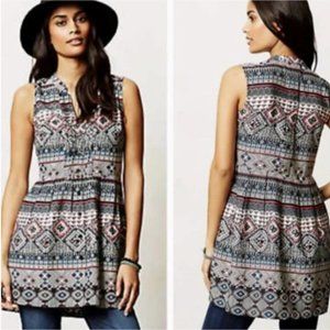 Anthropologie Two of Us Sleeveless Tunic With Ikat Style Print
